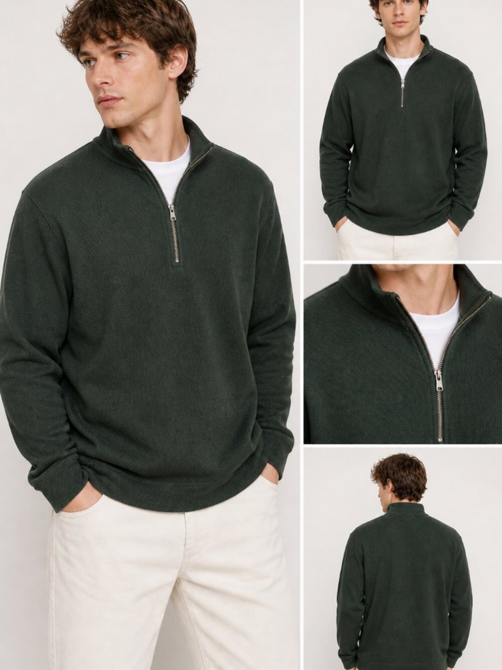 Banana Republic Men’s XXL Green Quarter Zip Pullover Sweater Long Sleeve